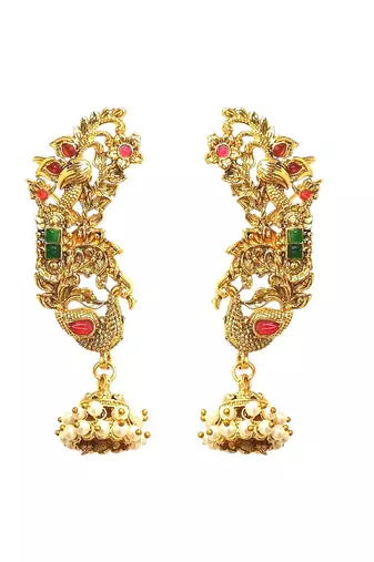 Peacock design ear cuff earrings