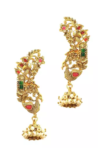 Peacock design ear cuff earrings