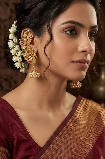 Peacock design ear cuff earrings