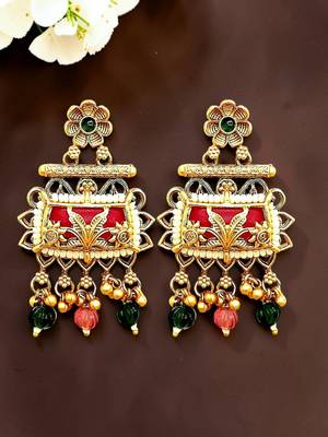Rajwadi style heritage maroon earrings 1
