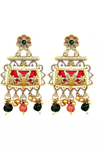 Rajwadi style heritage maroon earrings