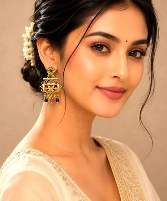 Rajwadi style heritage maroon earrings 4