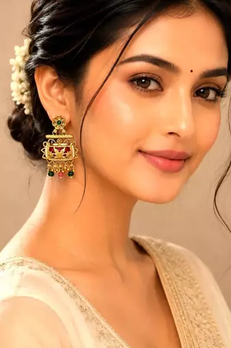 Rajwadi style heritage maroon earrings