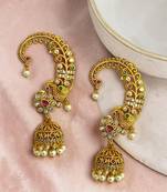 Gold plated cz peacock ear cuff earrings