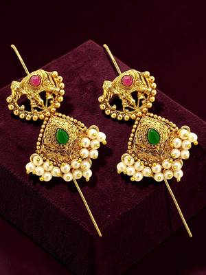 Gold plated elephant motif needle ear cuff earrings 1