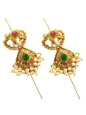Gold plated elephant motif needle ear cuff earrings 3