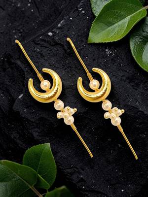 Gold plated chandrakor needle ear cuff earrings 1