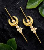 Gold plated chandrakor needle ear cuff earrings