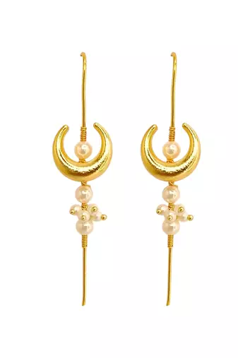 Gold plated chandrakor needle ear cuff earrings