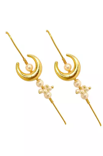 Gold plated chandrakor needle ear cuff earrings