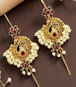 Gold plated peacock needle ear cuff earrings