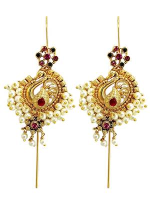 Gold plated peacock needle ear cuff earrings 2