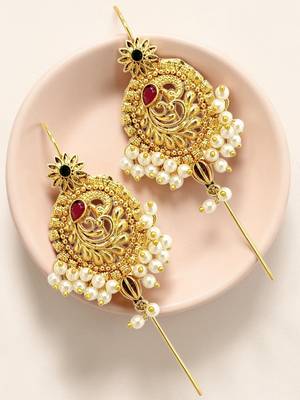 Traditional peacock needle ear cuff earrings 1