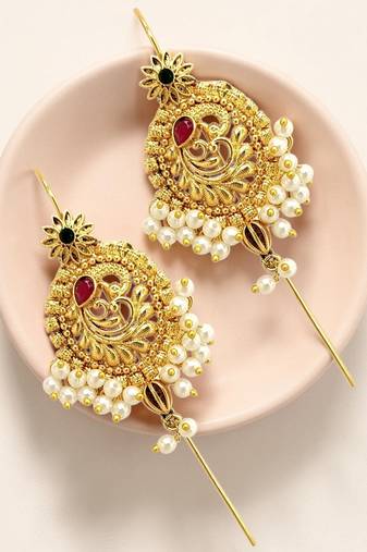 Traditional peacock needle ear cuff earrings