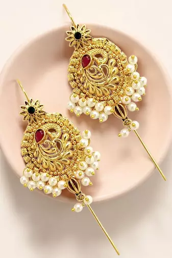 Traditional peacock needle ear cuff earrings