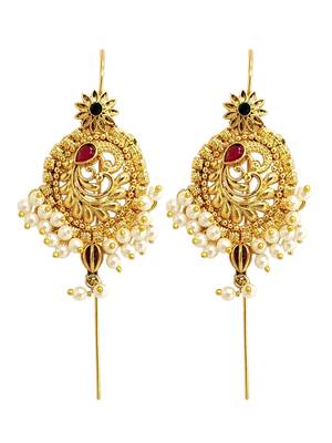 Traditional peacock needle ear cuff earrings 2