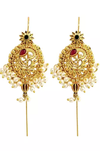 Traditional peacock needle ear cuff earrings