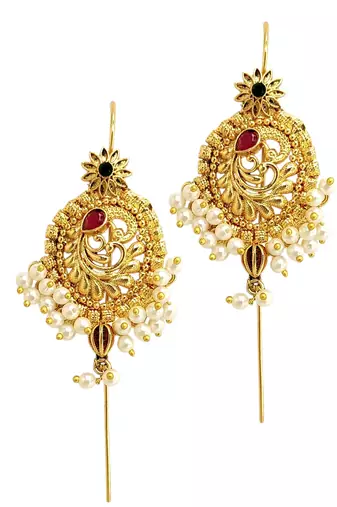 Traditional peacock needle ear cuff earrings