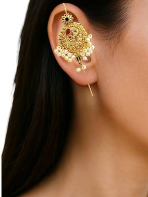 Traditional peacock needle ear cuff earrings 4