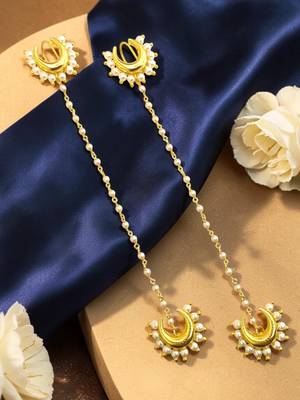 Gold plated crescent moon ear cuff earrings 1