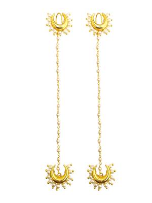 Gold plated crescent moon ear cuff earrings 2