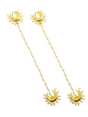 Gold plated crescent moon ear cuff earrings 3
