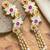 Pink fanshionista crystals dangler ear cuff earrings