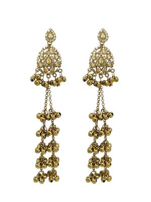 Antique gold plated champagne long kashmiri earrings 2