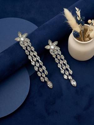 Gold plated baguette cz earrings 1