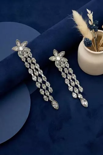 Gold plated baguette cz earrings