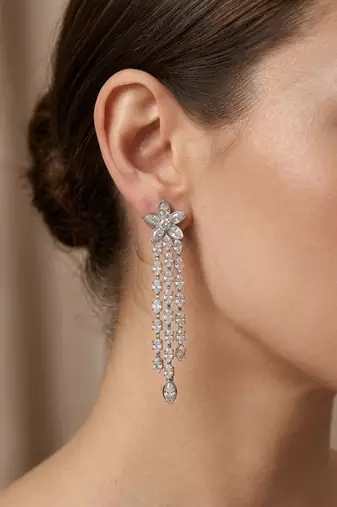 Gold plated baguette cz earrings