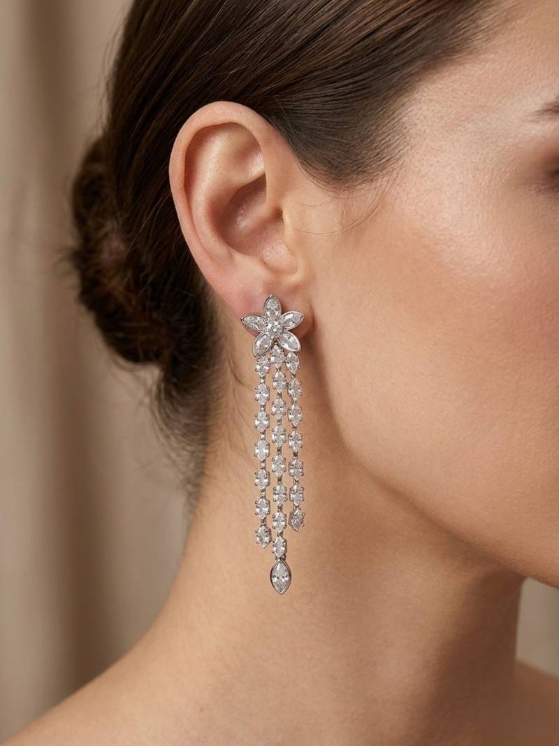 Gold plated baguette cz earrings