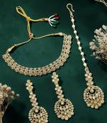 Antique gold plated champagne cz necklace set