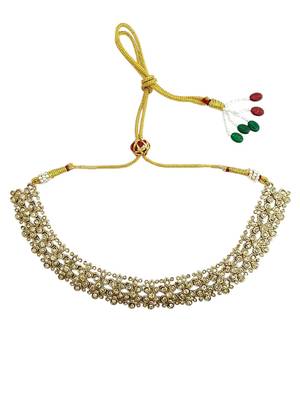 Antique gold plated champagne cz necklace set 3
