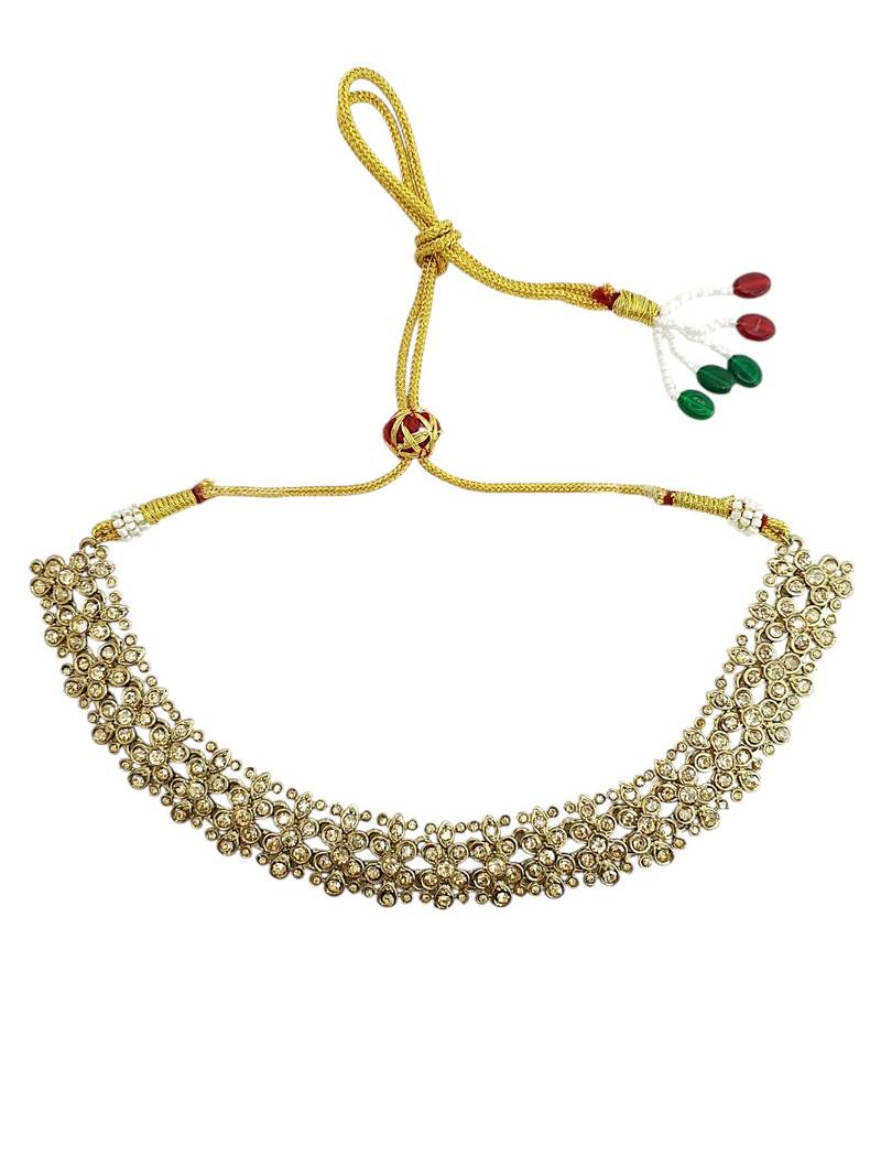 Antique gold plated champagne cz necklace set