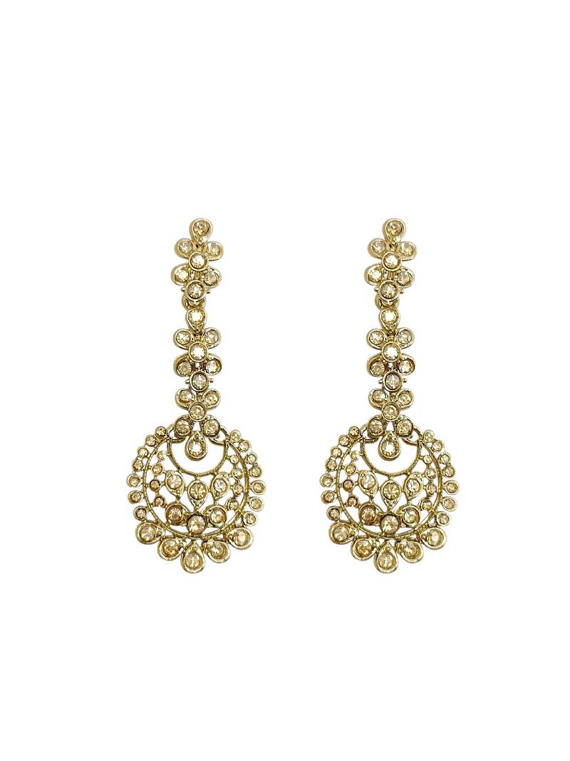 Antique gold plated champagne cz necklace set