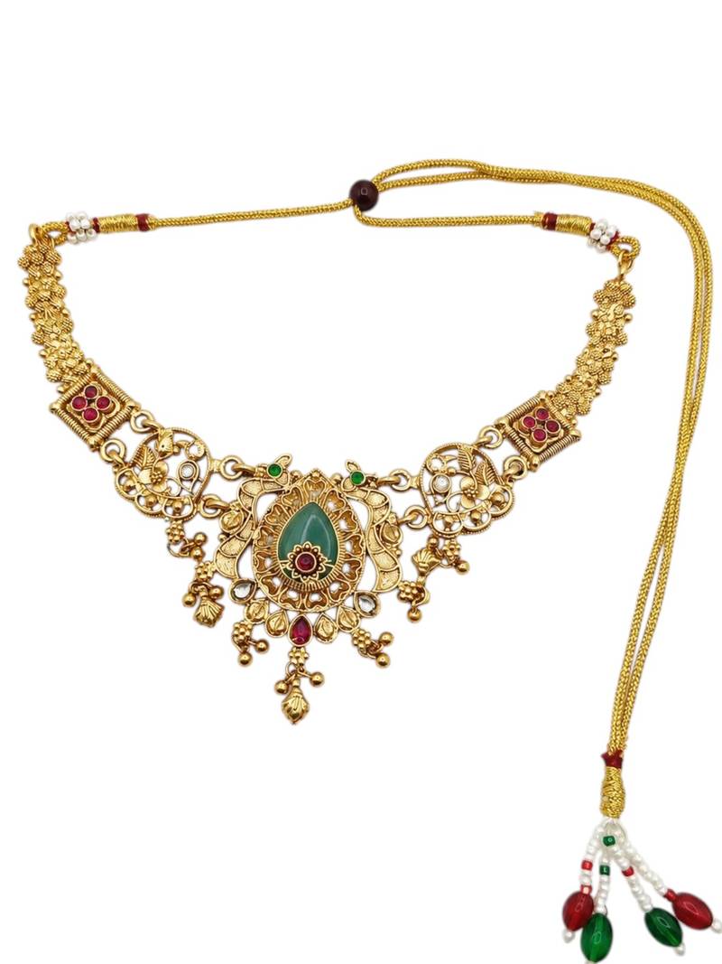 Gold plated green heritage necklace set