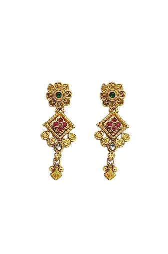 Gold plated green heritage necklace set