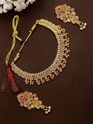 Gold plated filigree necklace set 1