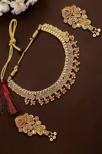 Gold plated filigree necklace set