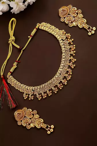 Gold plated filigree necklace set