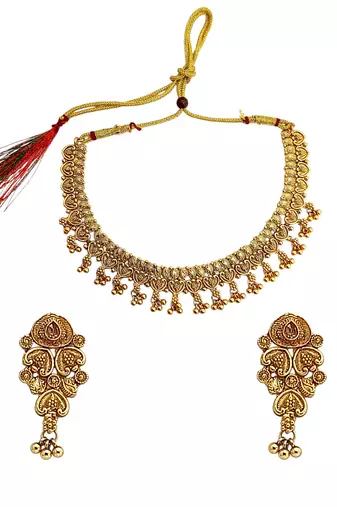 Gold plated filigree necklace set