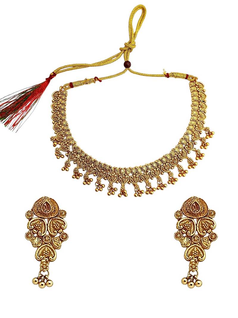 Gold plated filigree necklace set