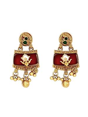 Matte gold plated peacock heritage necklace set 4