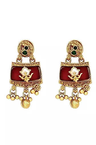 Matte gold plated peacock heritage necklace set