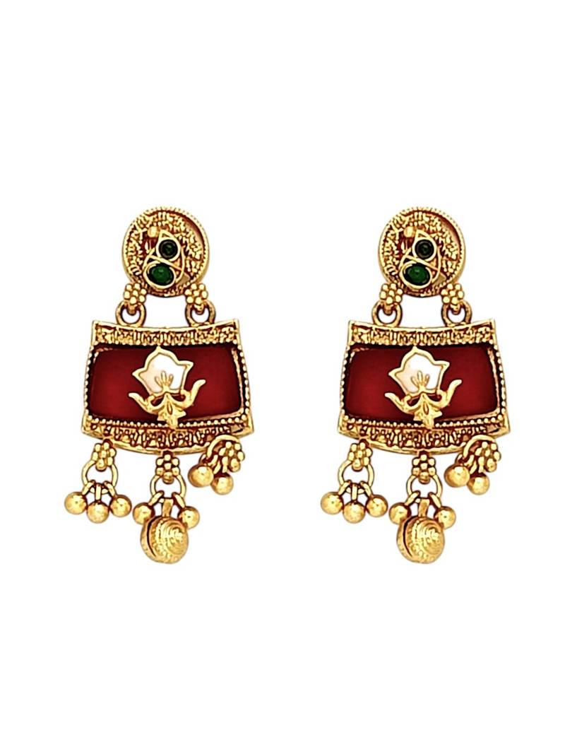 Matte gold plated peacock heritage necklace set
