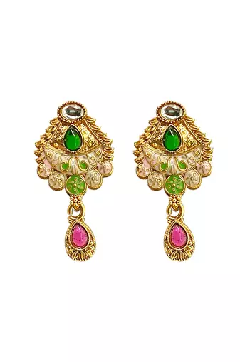 Gold plated meenakari hasli necklace set