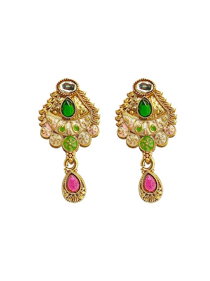 Gold plated meenakari hasli necklace set