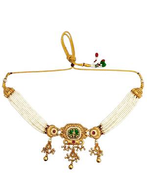 Gold plated heritage jaipuri choker set 3