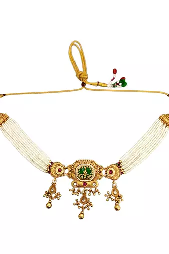 Gold plated heritage jaipuri choker set